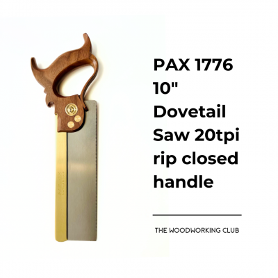 PAX 1776 10″ Dovetail Saw 20tpi rip closed handle